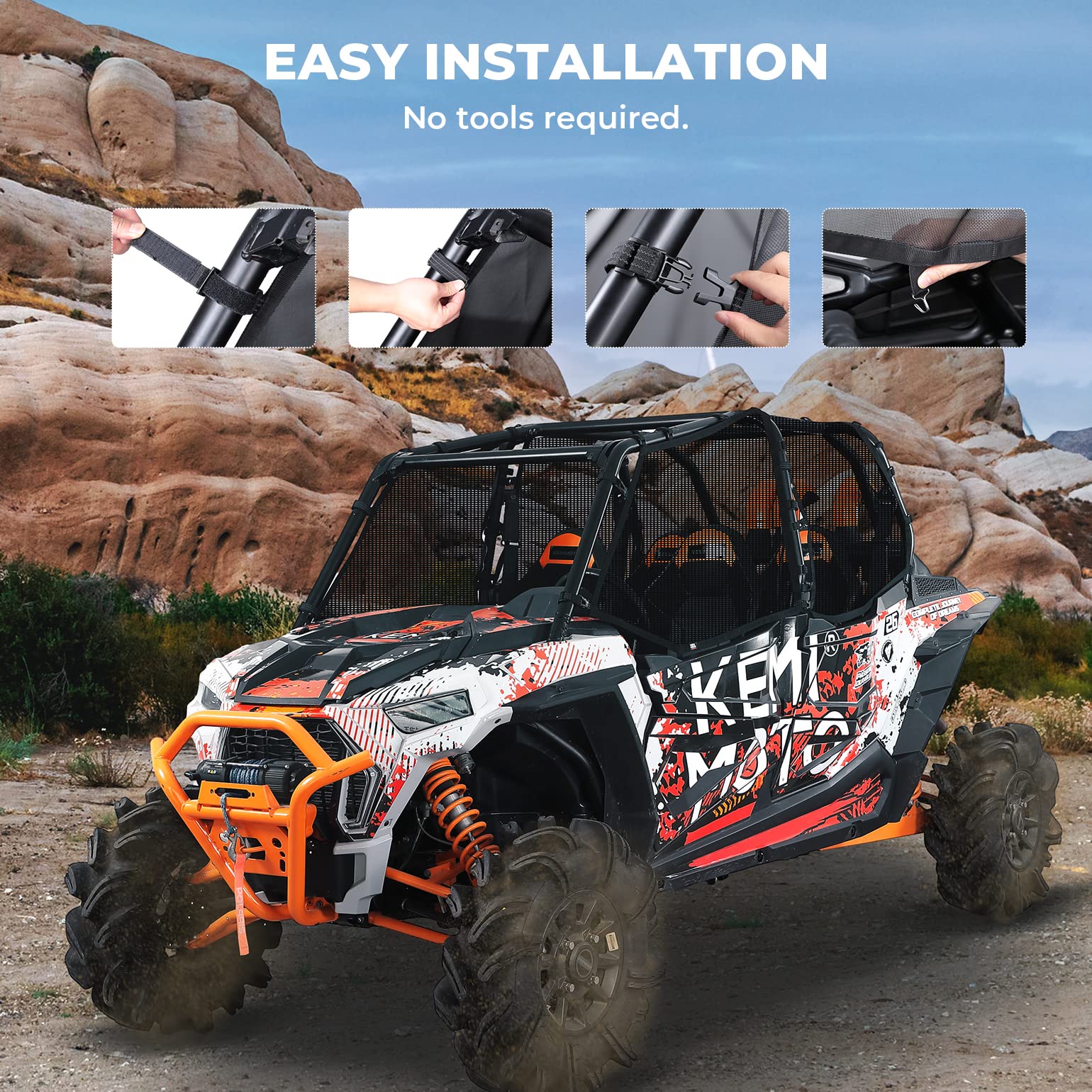 Roll Cage Side Window Mesh Net Fit Polaris RZR XP 4 1000