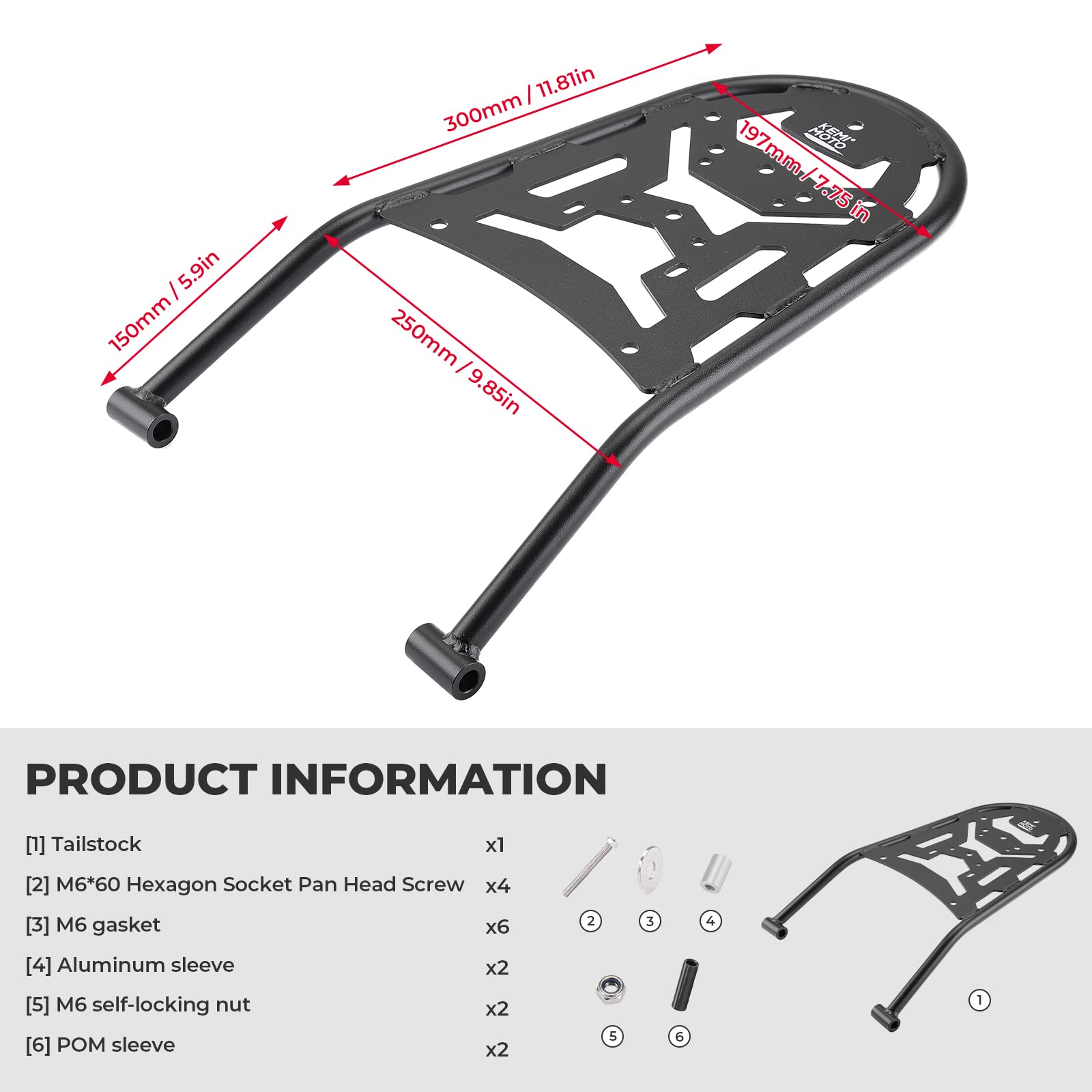 Rear Rack for KLX250S KLX300 - Kemimoto