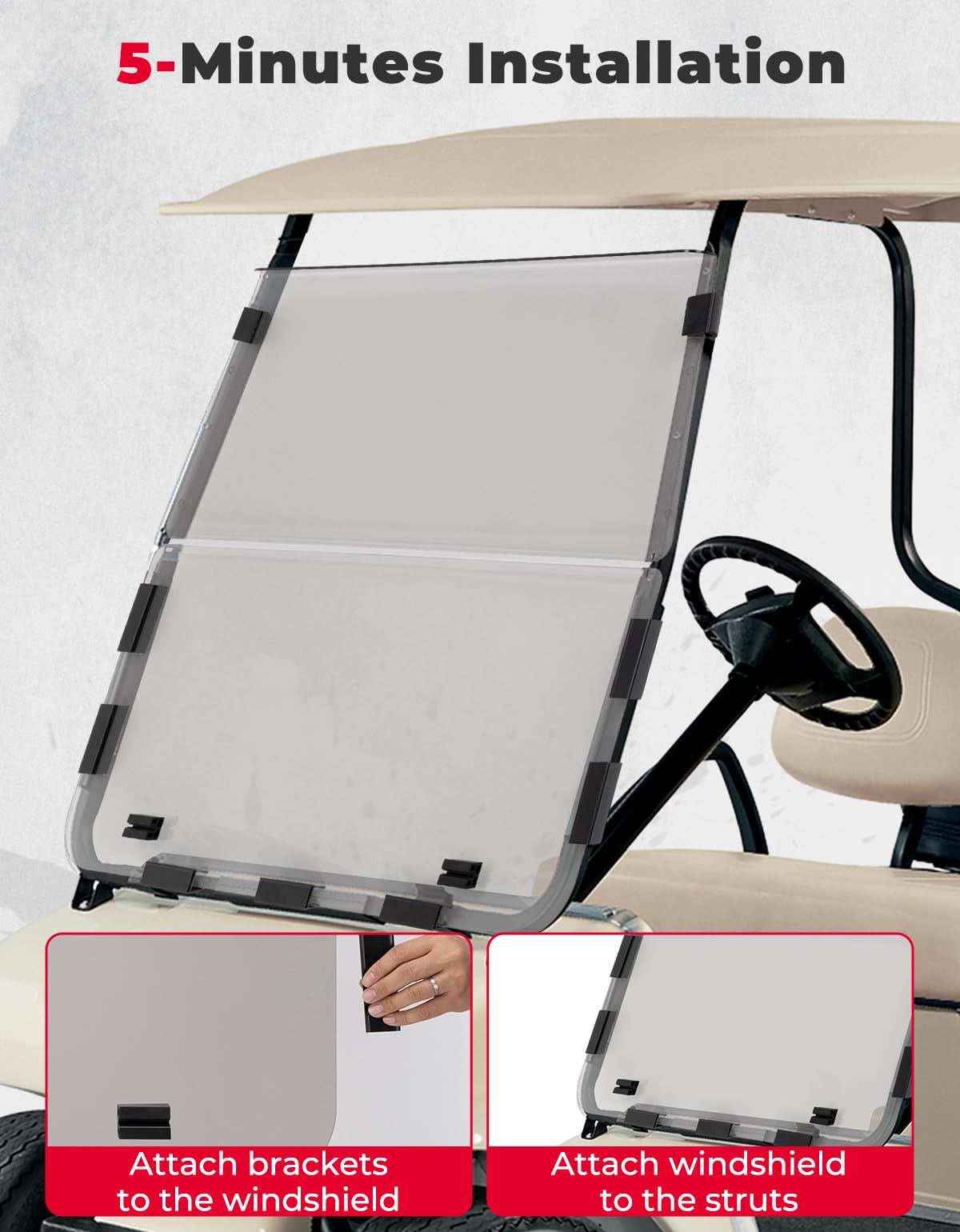 Foldable Windshield for Club Car DS (2000-Up) - Kemimoto