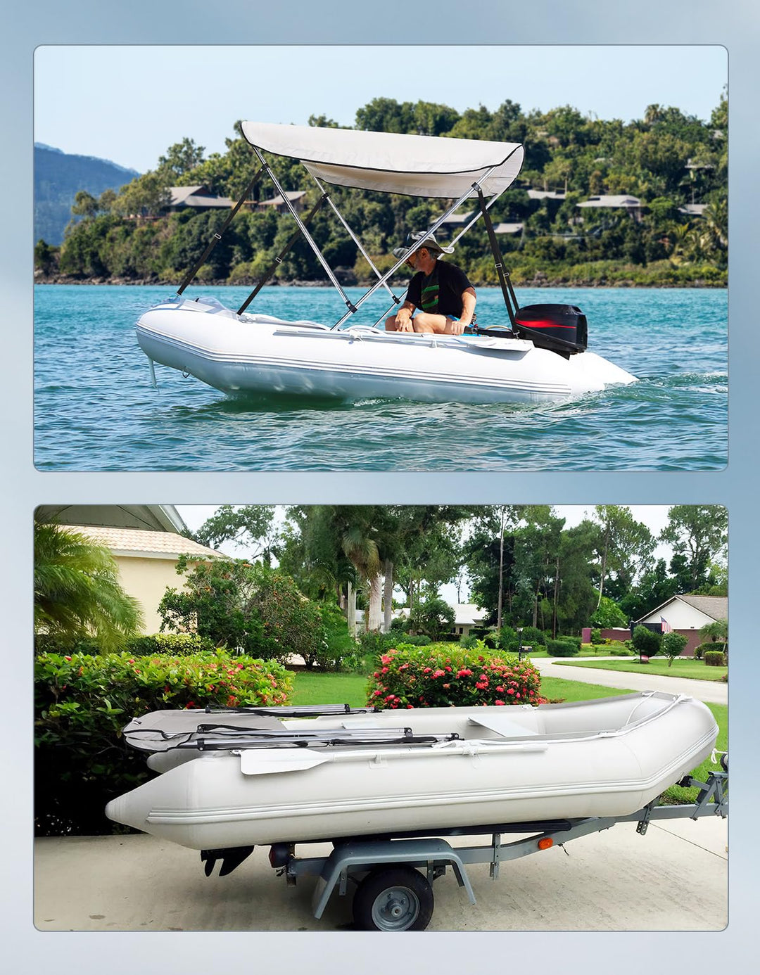 2 Bow Bimini Top Foldable 47''-55'' Width - Kemimoto