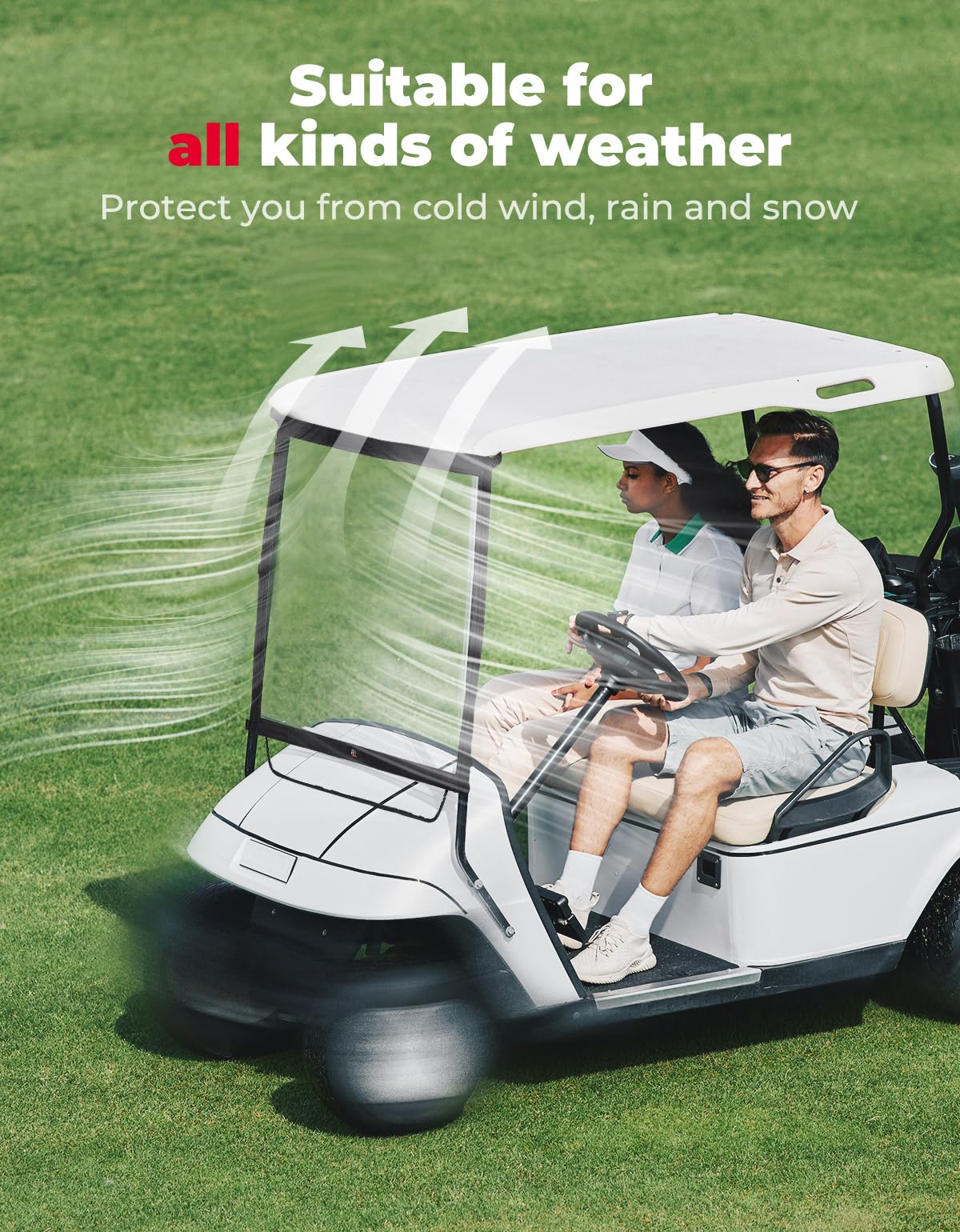 Foldable Golf Cart Windshield - Kemimoto