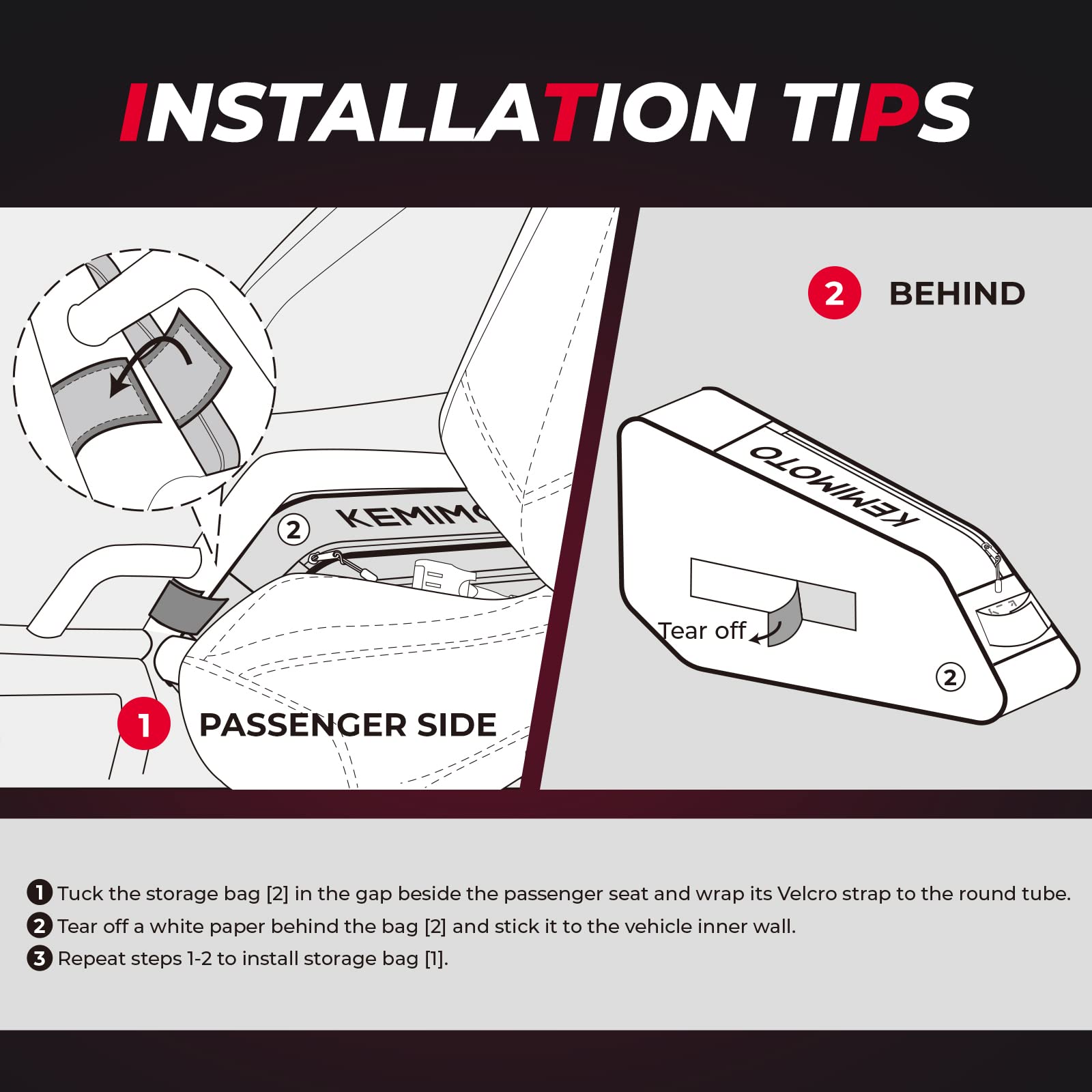 Windshield Wind Deflector & Side Storage Bags Fit Polaris Slingshot - Kemimoto