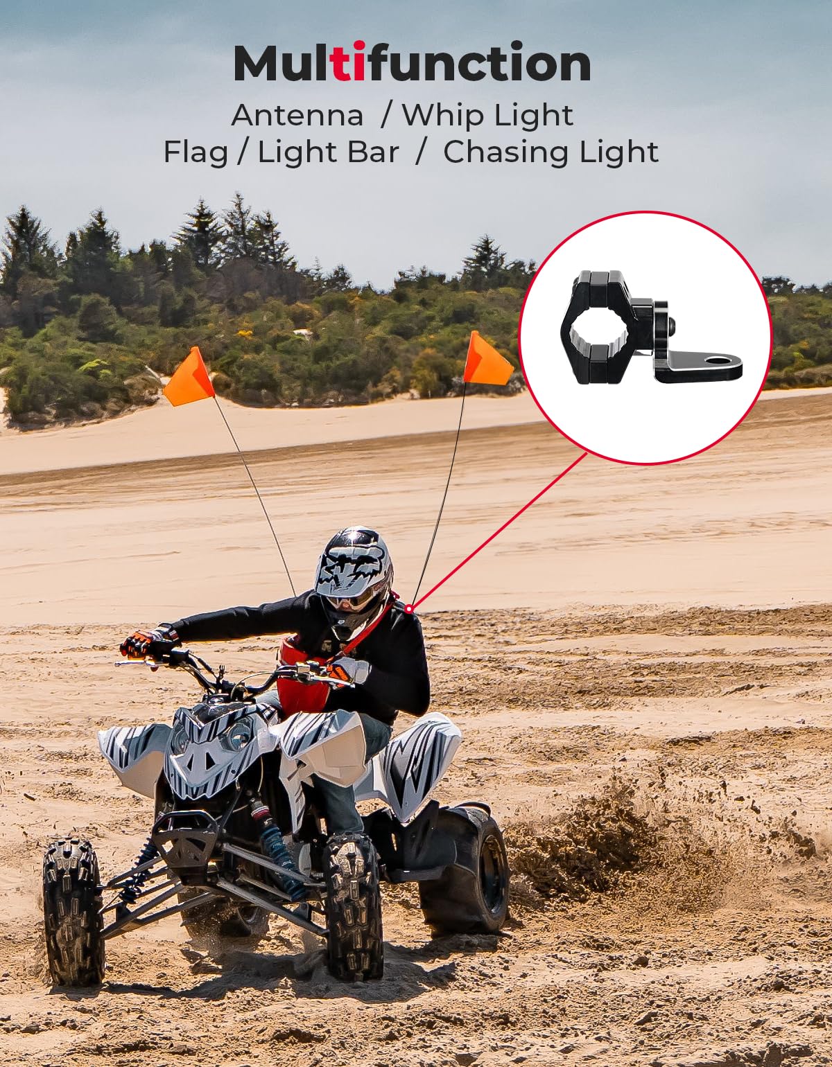 ATV Whip Light Flag Mount Bracket for 7/8