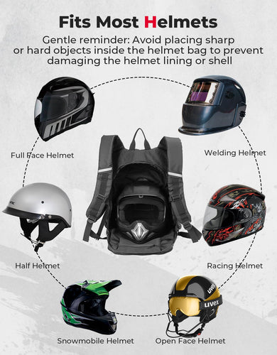 Motorcycle Backpack, 40L Waterproof Helmet Bag - Kemimoto