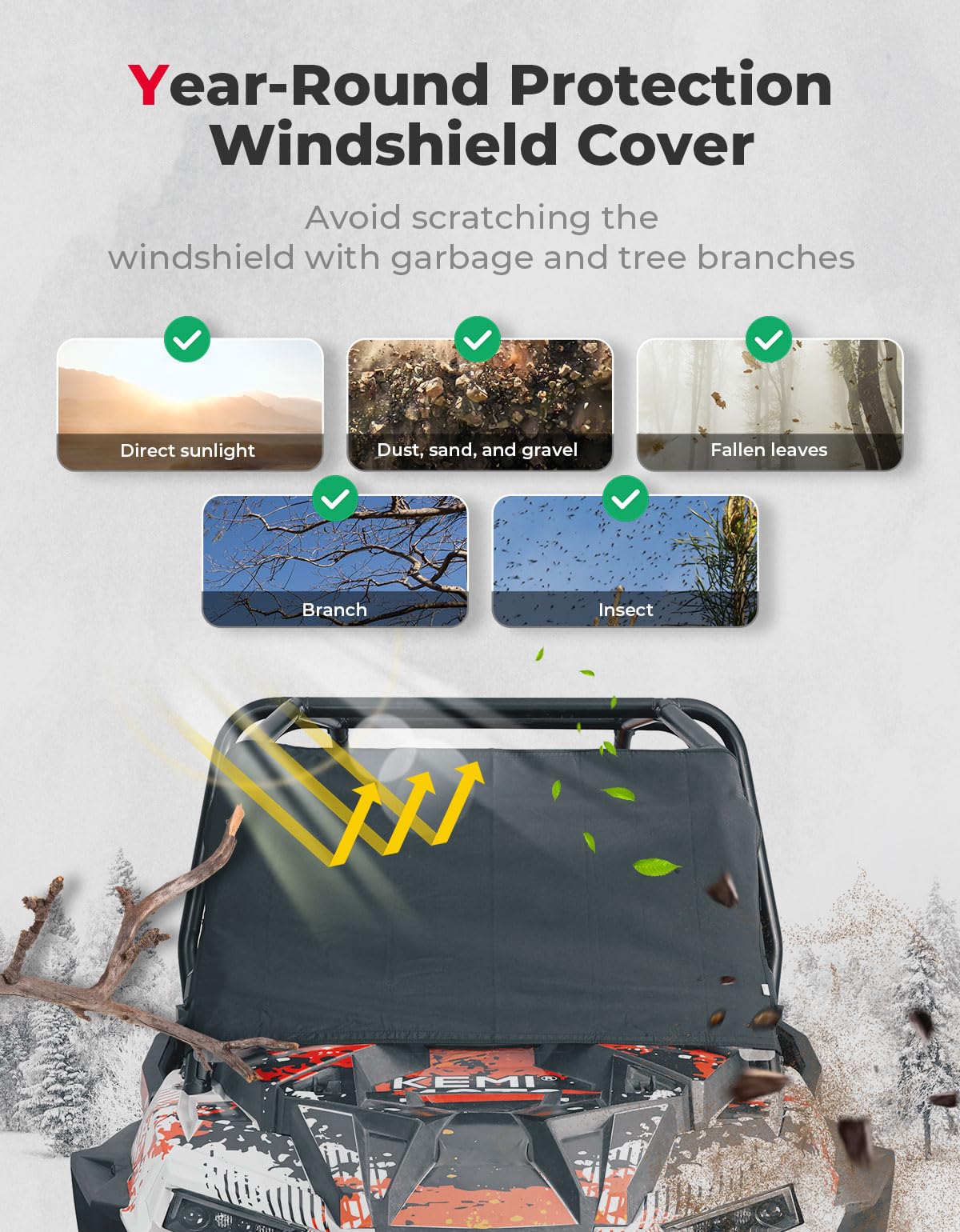 Windshield Cover for Ice and Snow for Polaris RZR XP 1000 / Turbo - Kemimoto