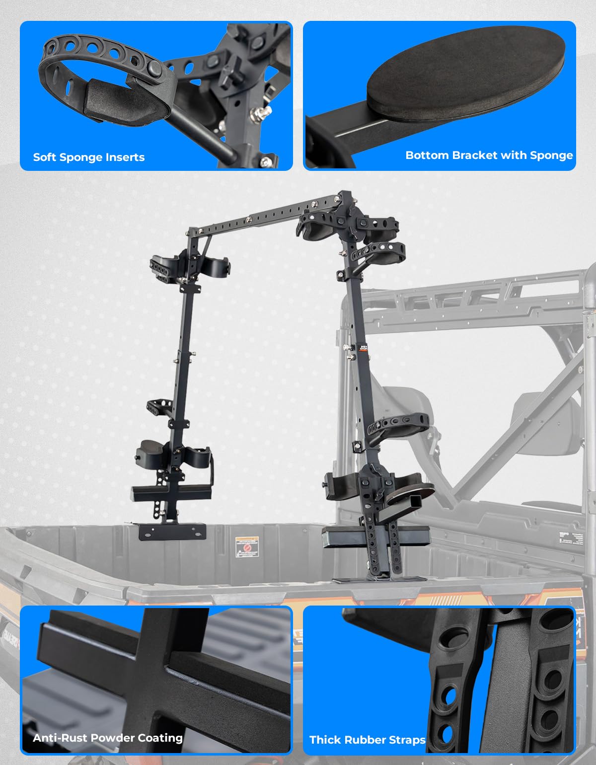 UTV Double Crossbow Rack for Polaris Ranger General Pioneer - Kemimoto