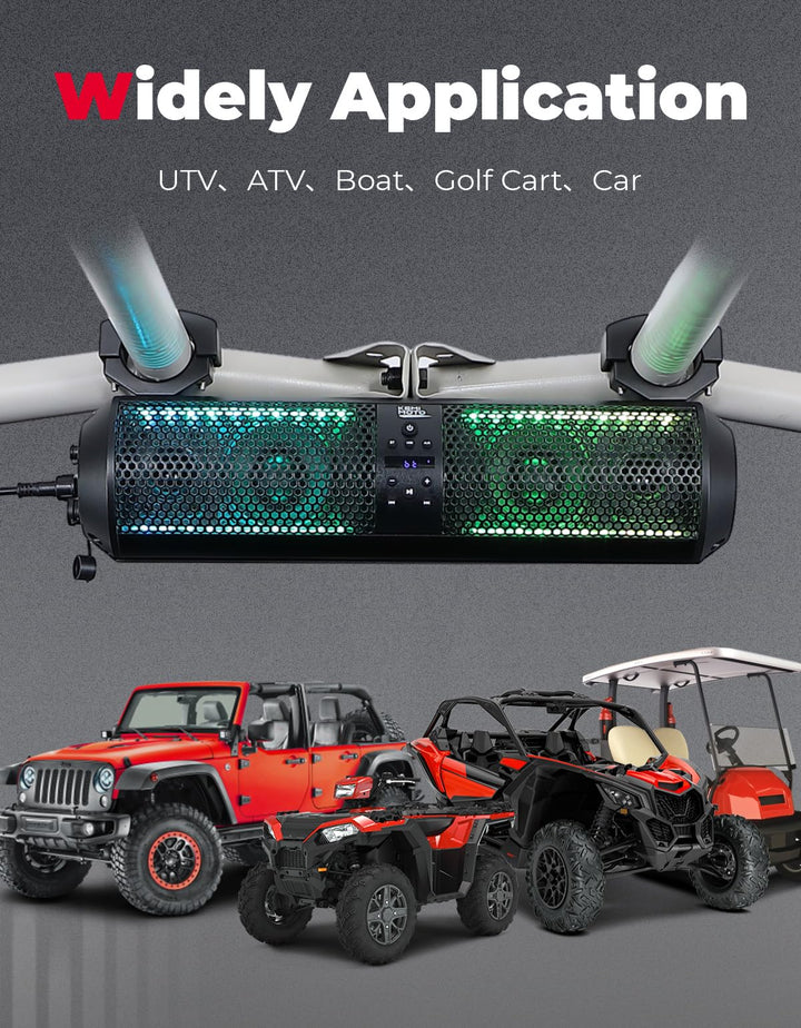 18" UTV Sound Bar with RGB & Bluetooth for 1.56"-2.25" Cages - Kemimoto