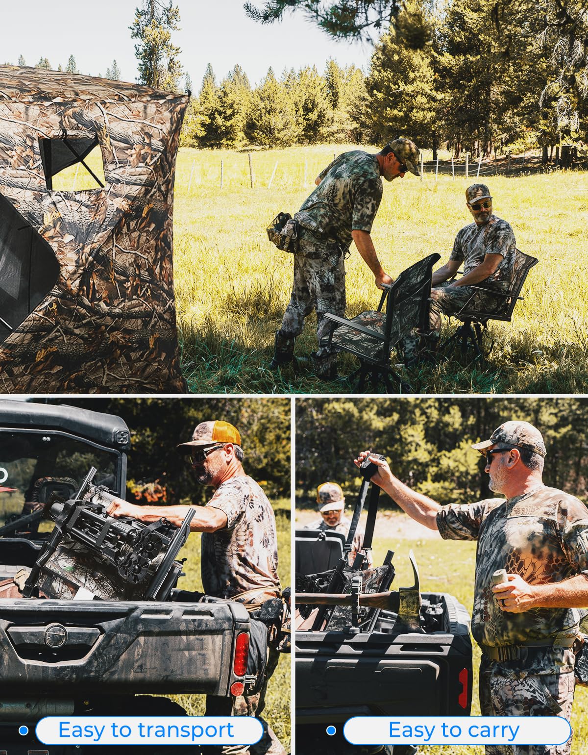 Camo 360 Degree Silent Swivel Blind Hunting Chair - Kemimoto