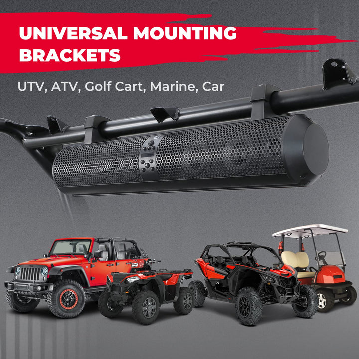 6 Speaker UTV Bluetooth Sound Bar, 28 Inches Wide, IPX5 Waterproof, Adapt to 1.56"-2.25" Roll Bar - Kemimoto