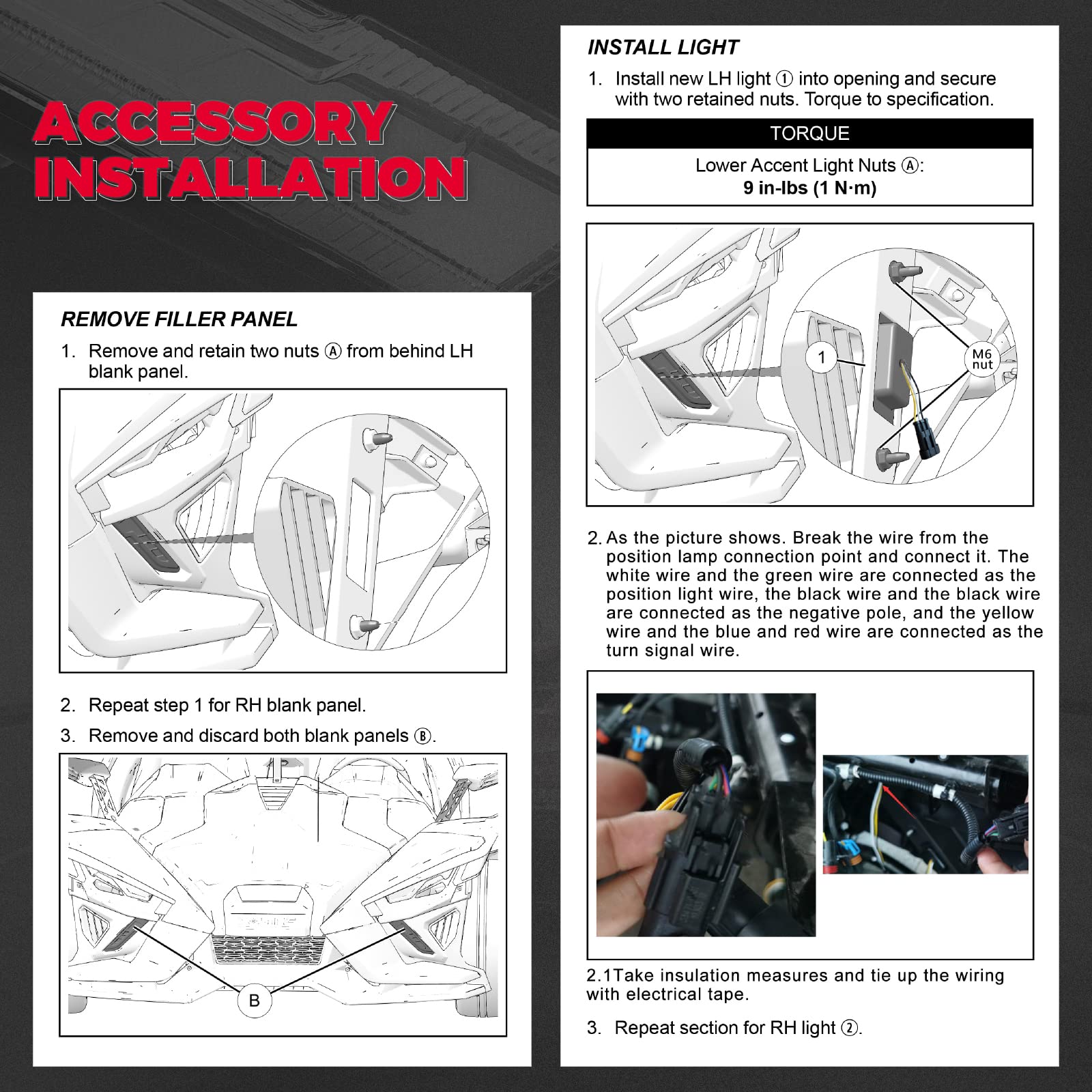 Front Lower Accent Panel Light Assembly Kit Fit Polaris Slingshot - Kemimoto