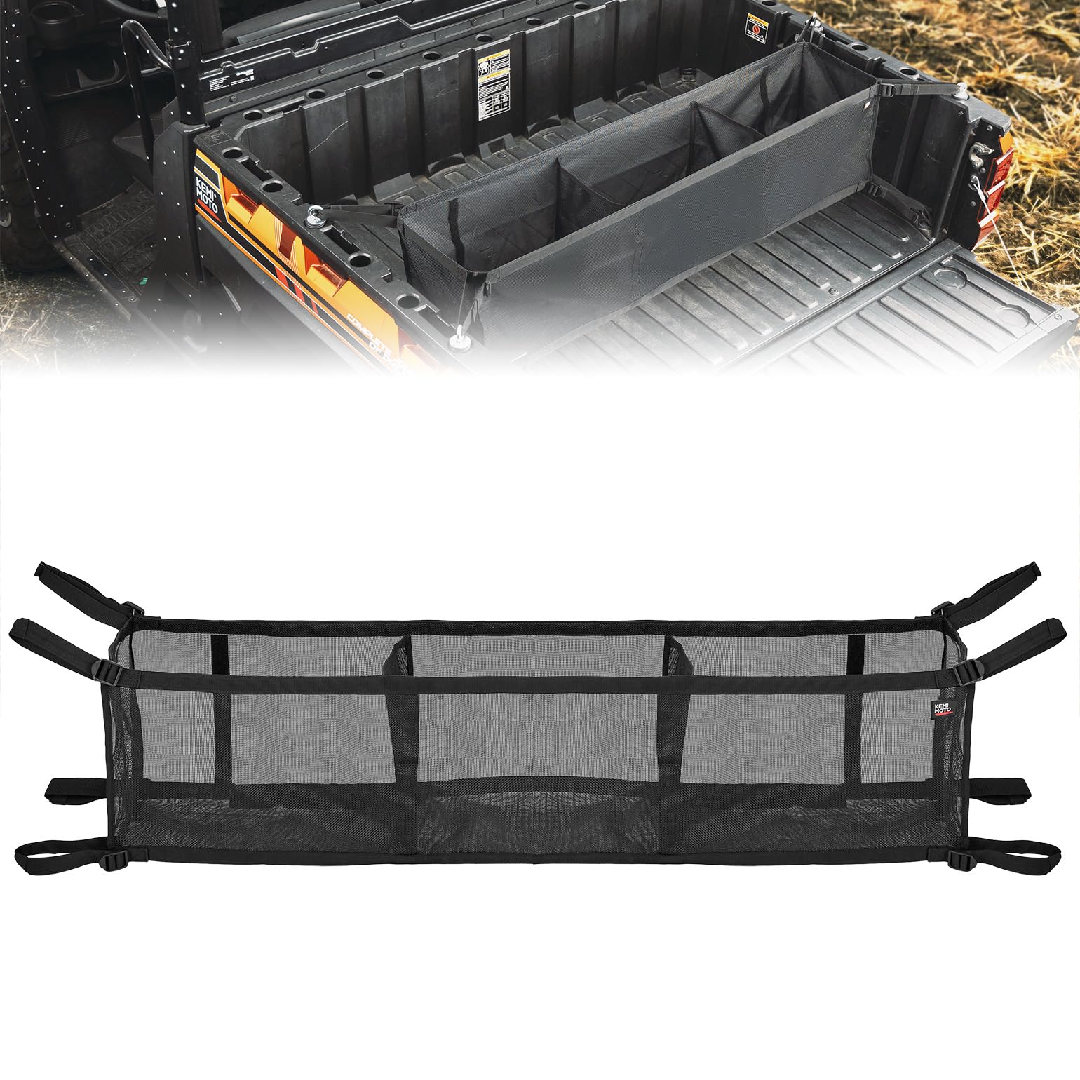 UTV Rear Bucket Storage Net for Ranger, Defender, Mule, UForce - Kemimoto