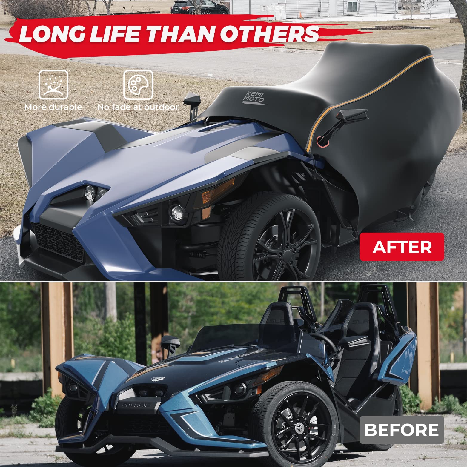 Half Cover & 2pcs Dashboard Bags Fit Polaris Slingshot SL S LE SLR GT - Kemimoto