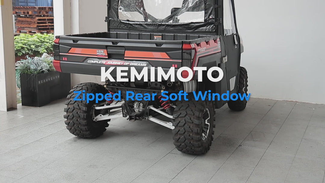 Zippered Soft Rear Window Roll Up/Down for Polaris Ranger XP 1000 / Crew