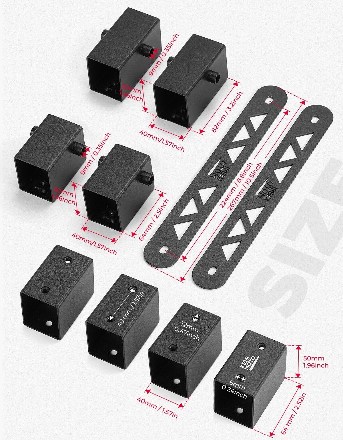 8PCS Seat Risers Spacers 2'' Lift Kit for Polaris RZR PRO XP 2-Seat - Kemimoto