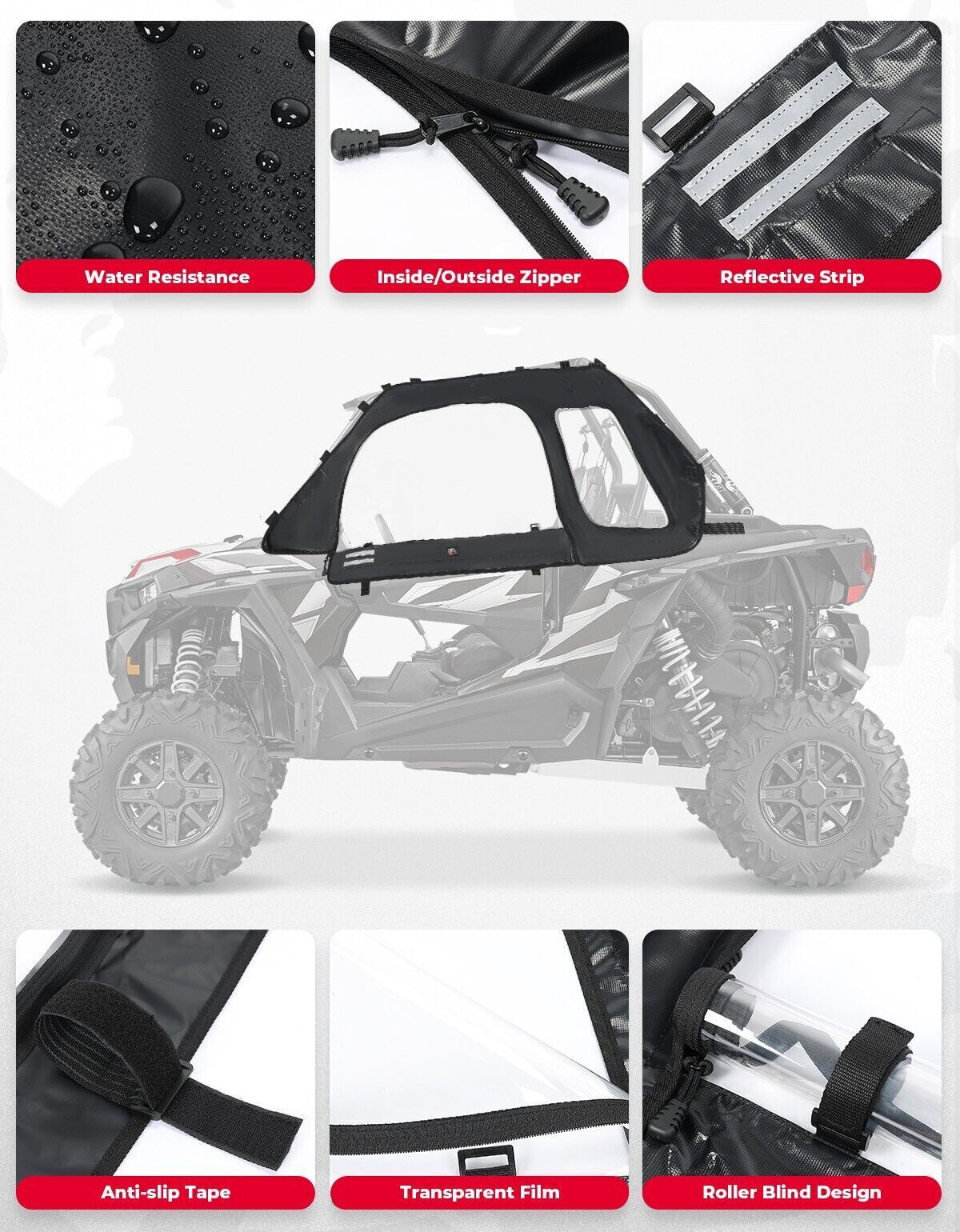 Polaris RZR XP 1000 Soft Cab Enclosure Upper Doors – Kemimoto