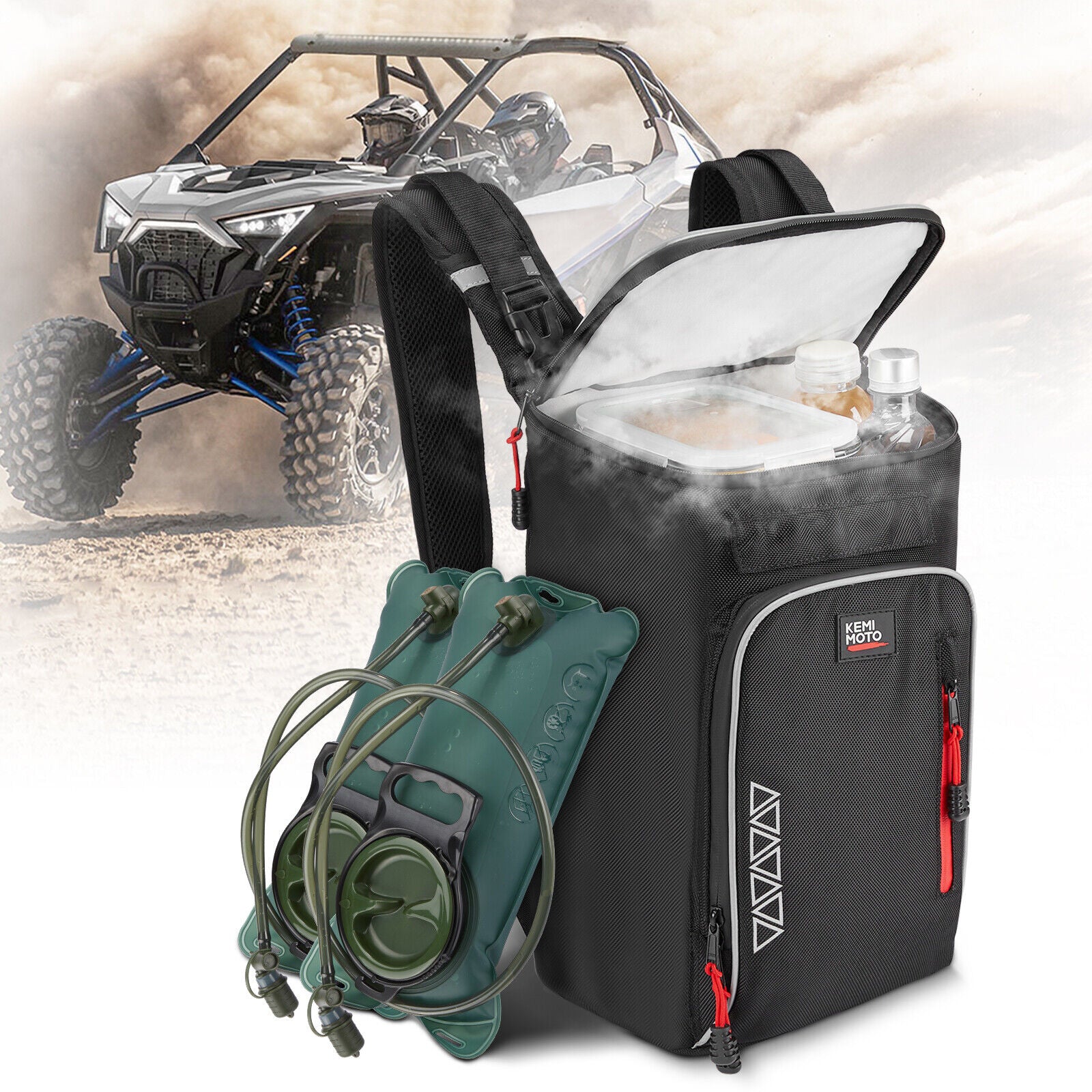 Updated Center Shoulder Console Bag W/Cooler Bag for Polaris/Can-Am - Kemimoto