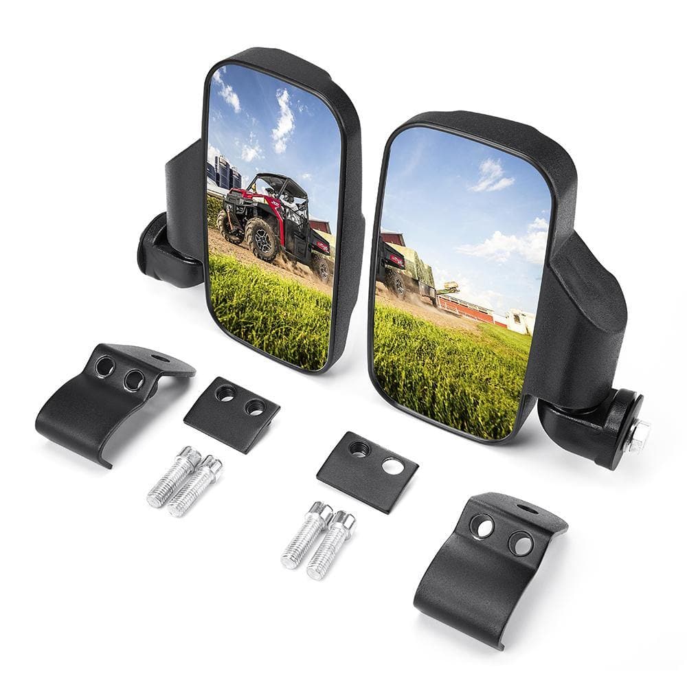 Adjustable Break Away UTV Side Mirrors Compatible with Polaris Ranger & Can-Am Trail Defender - KEMIMOTO