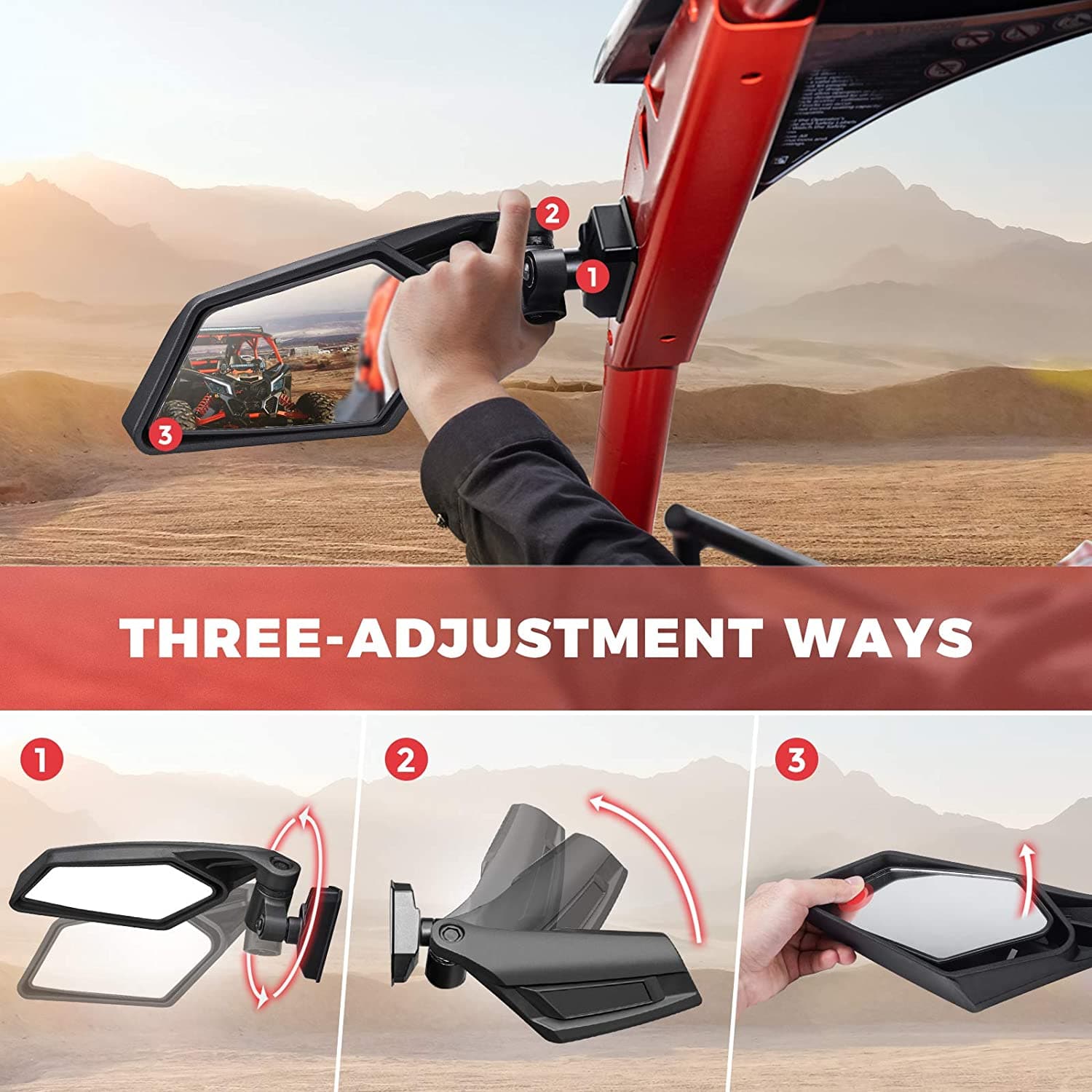 Can Am Maverick X3 Side View Mirror 3- adjustment ways