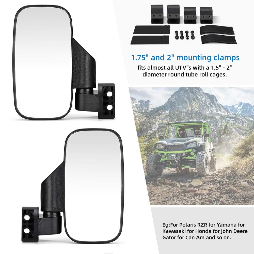 Round UTV Side View Mirrors, Mirrors for a Side-By-Side