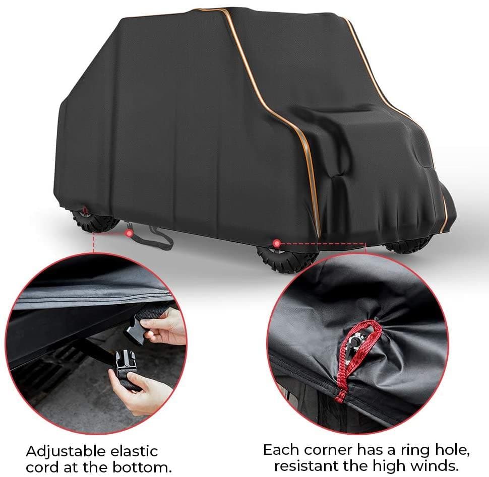 Waterproof Large 4 Seats UTV Cover (Length 214”) with Reflective Strip Compatible with 2-Row Seating RZR 4 Ranger Crew General 4 Can Am Honda Kawasaki - KEMIMOTO