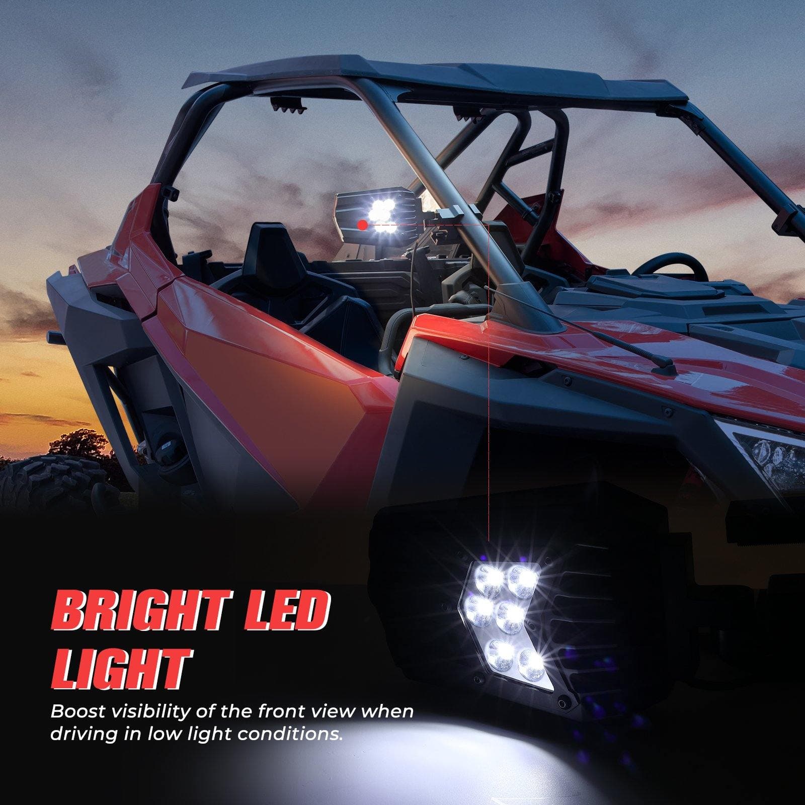 Universal UTV LED Light Mirror (New design) Fits 1.5