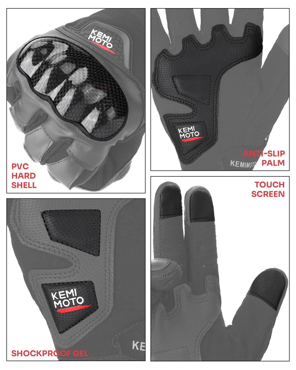 Motorcycle Riding Gloves (for Motorcross Motorbike ATV UTV) - KEMIMOTO