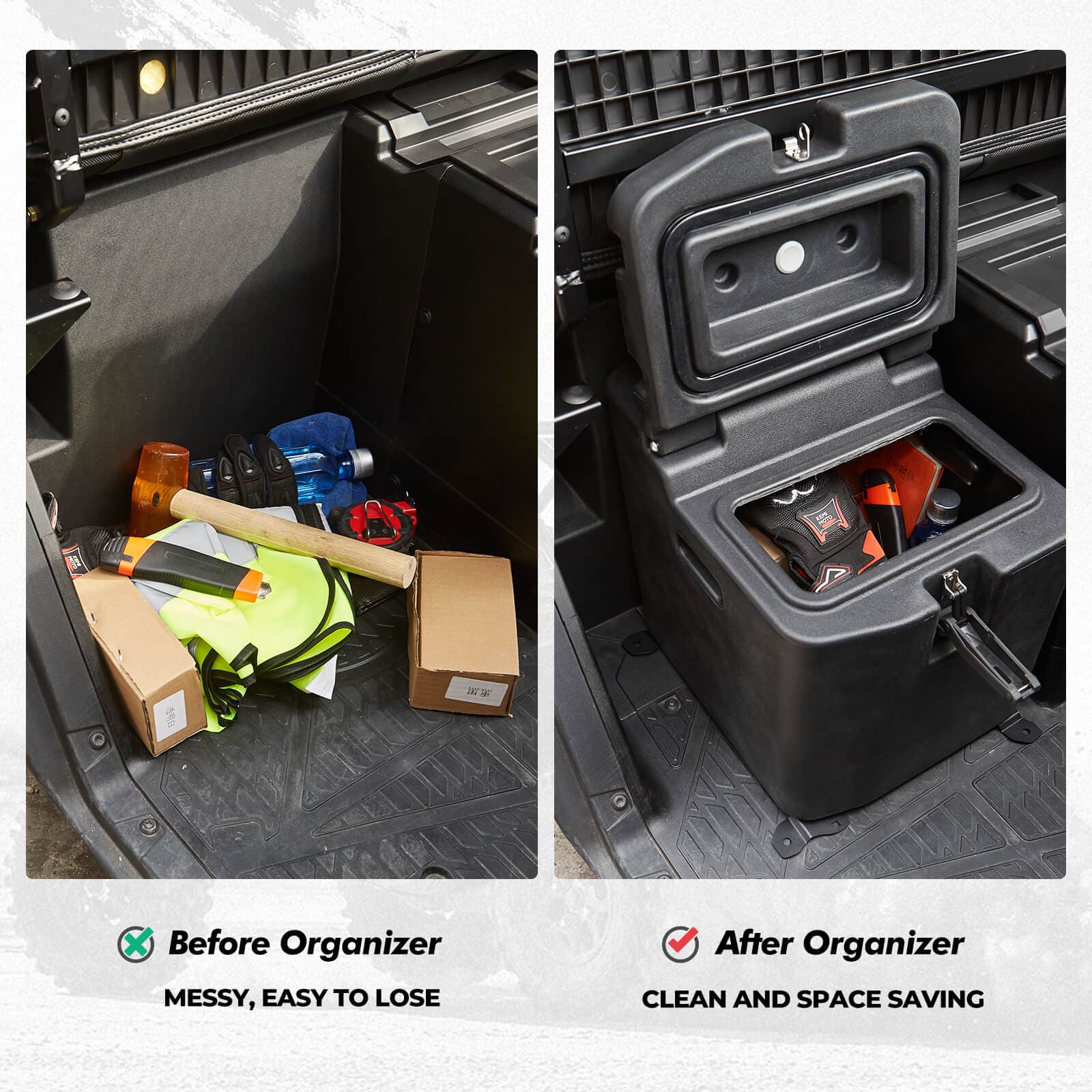 Cargo Storage Device Tool Box & Under Seat Storage Box for Polaris Ranger