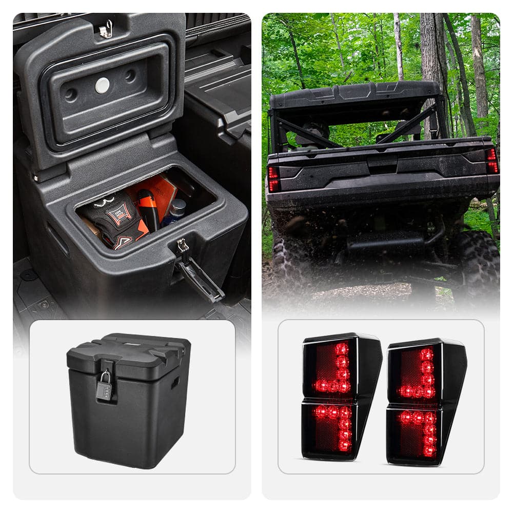 Polaris Ranger XP 1000 Under Seat Storage Box & Tail Light 2018- 2020 (OEM# 2413766) - KEMIMOTO