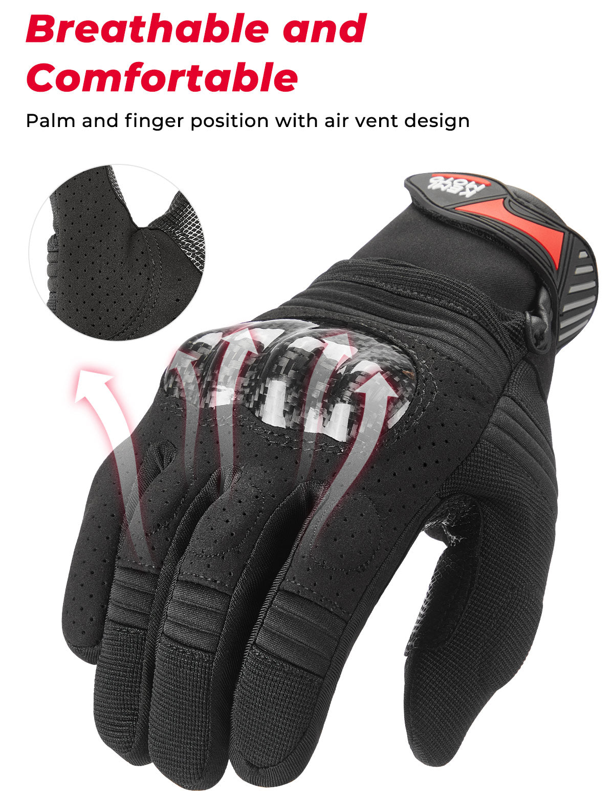 Motorcycle Gloves Men Women, Breathable Full Finger Touchscreen