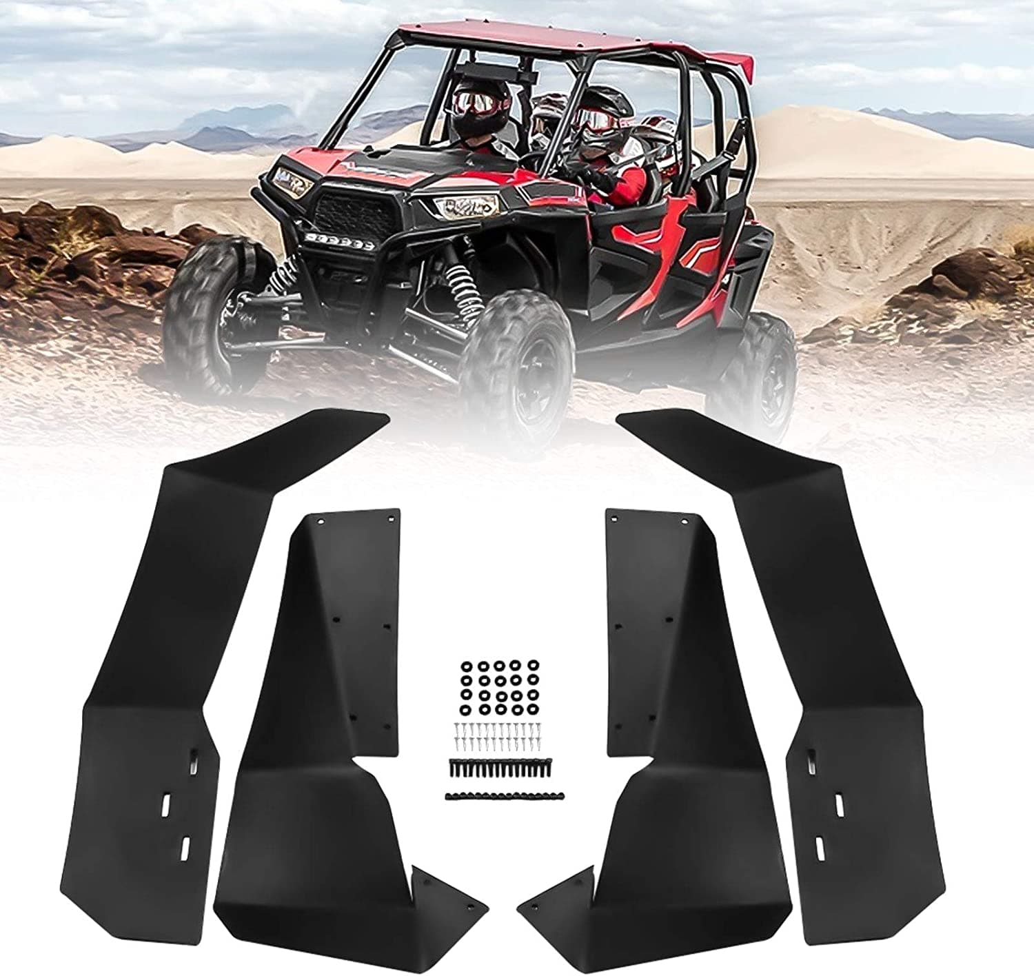 RZR Extended Fender Flares For Polaris RZR S 900 / S 1000 / RZR 4 900 2015-2019 - Kemimoto