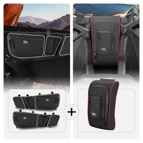 Can Am Maverick X3 Door Storage Bags ＆ Center Shoulder Console Storage Bag Bundle ($10 off) - Kemimoto