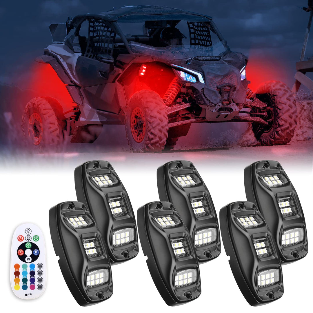 Universal 6 Pods RGB Rock Light Kit For UTV ATV Jeep Truck SUV Car