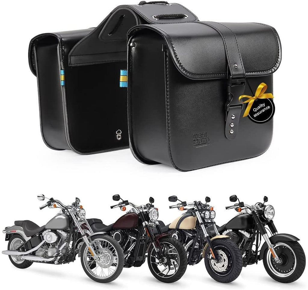 Motorcycle Saddle Bags, black bike bag, leather bag sat of 2, shops 11/15 (H/W) inc.