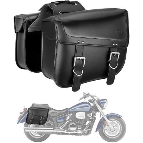 Motorcycles 30L Large Capacity PU Leather Saddle Bags - Kemimoto