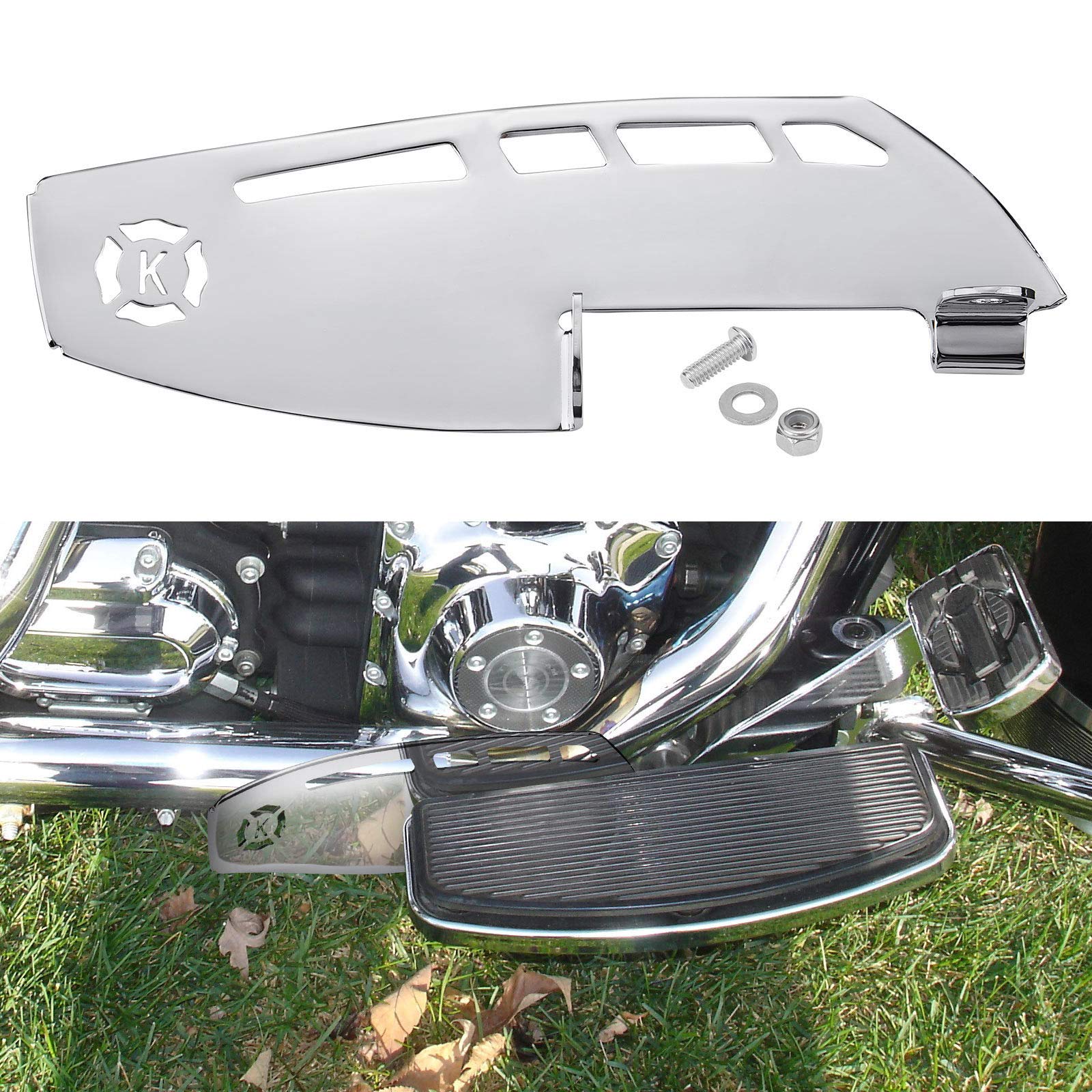 Motorcycle Rider Footboard Heel Guard, Chrome - Kemimoto