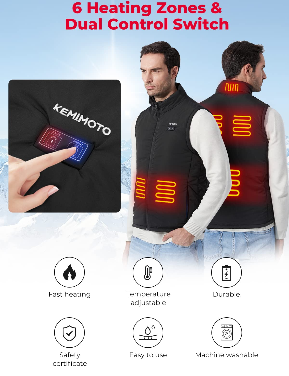 Classic Heated Vest Black - Kemimoto