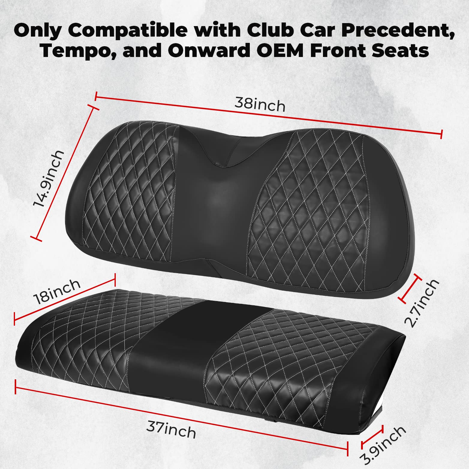 Golf Cart Diamond Seat Covers Fit Club Car Precedent, Tempo, Onward - Kemimoto