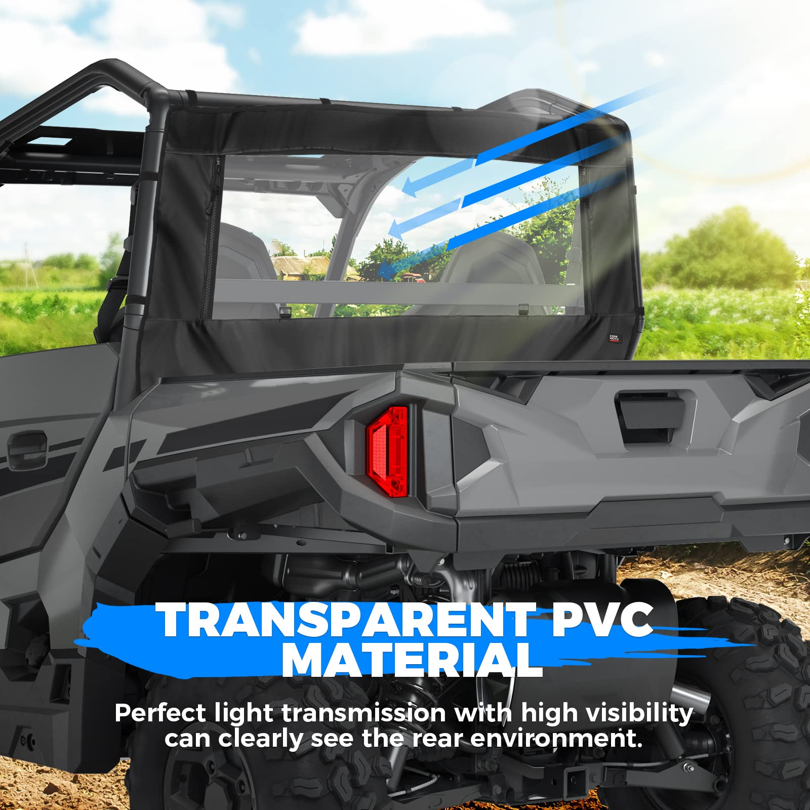 PVC Soft Rear Windshield Fit Polaris General 1000 XP - Kemimoto