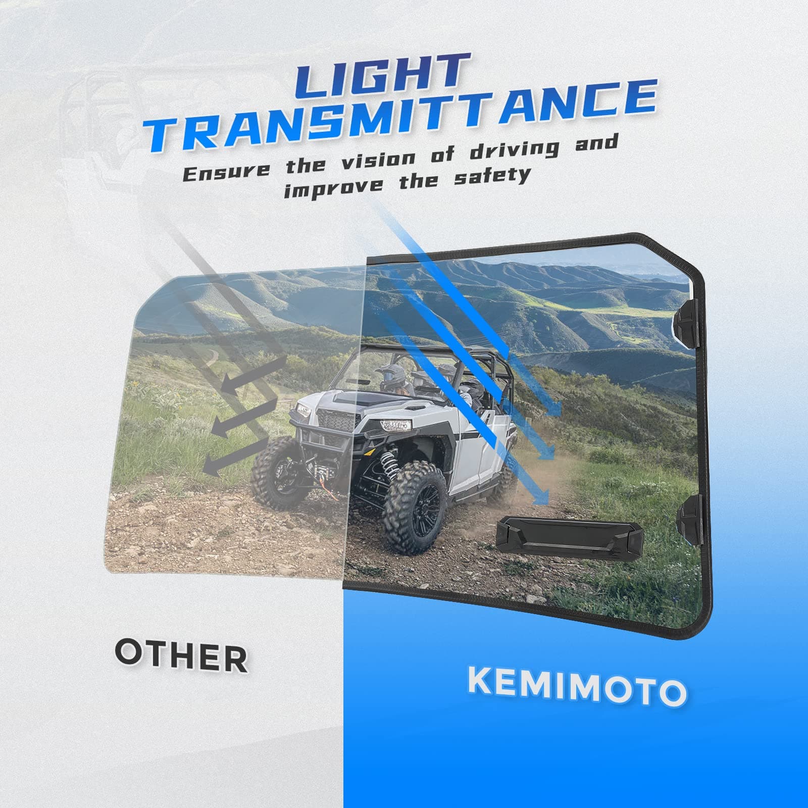 Vented Full Windshield Fit Polaris General 1000 (2016-2023) - Kemimoto