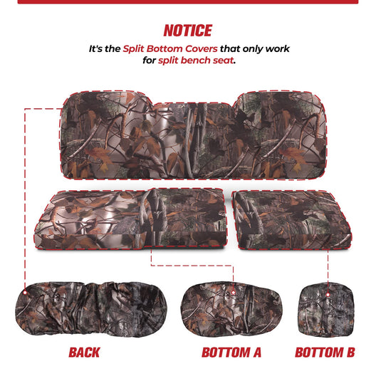 Camouflage Seat Cover Fit Polaris Ranger XP 1000 | Crew XP 1000 (3 Pcs) - Kemimoto