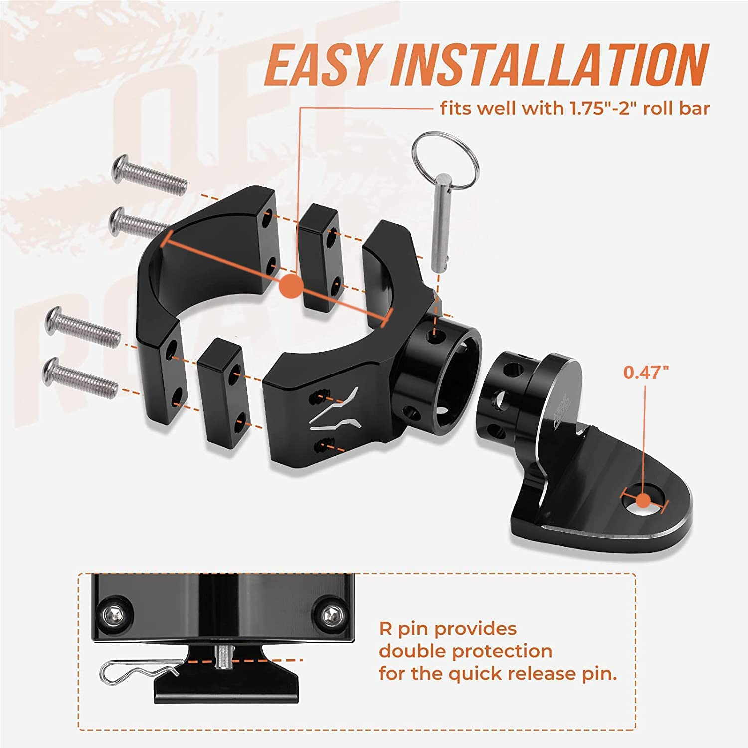 UTV Aluminum Adjustable Quick Flag Mount for 1.75