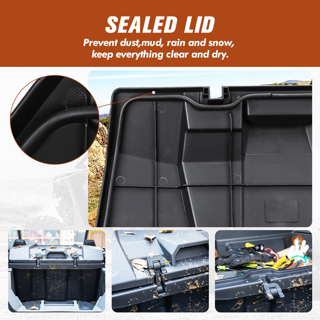 Cargo Box, 73 QT Rear Storage Bed Box Fit Polaris RZR PRO XP / 4 (2020-2023) - Kemimoto