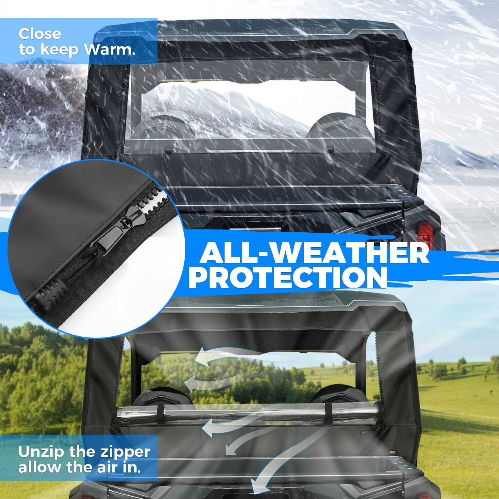 PVC Soft Rear Windshield Fit Polaris General 1000 XP - Kemimoto