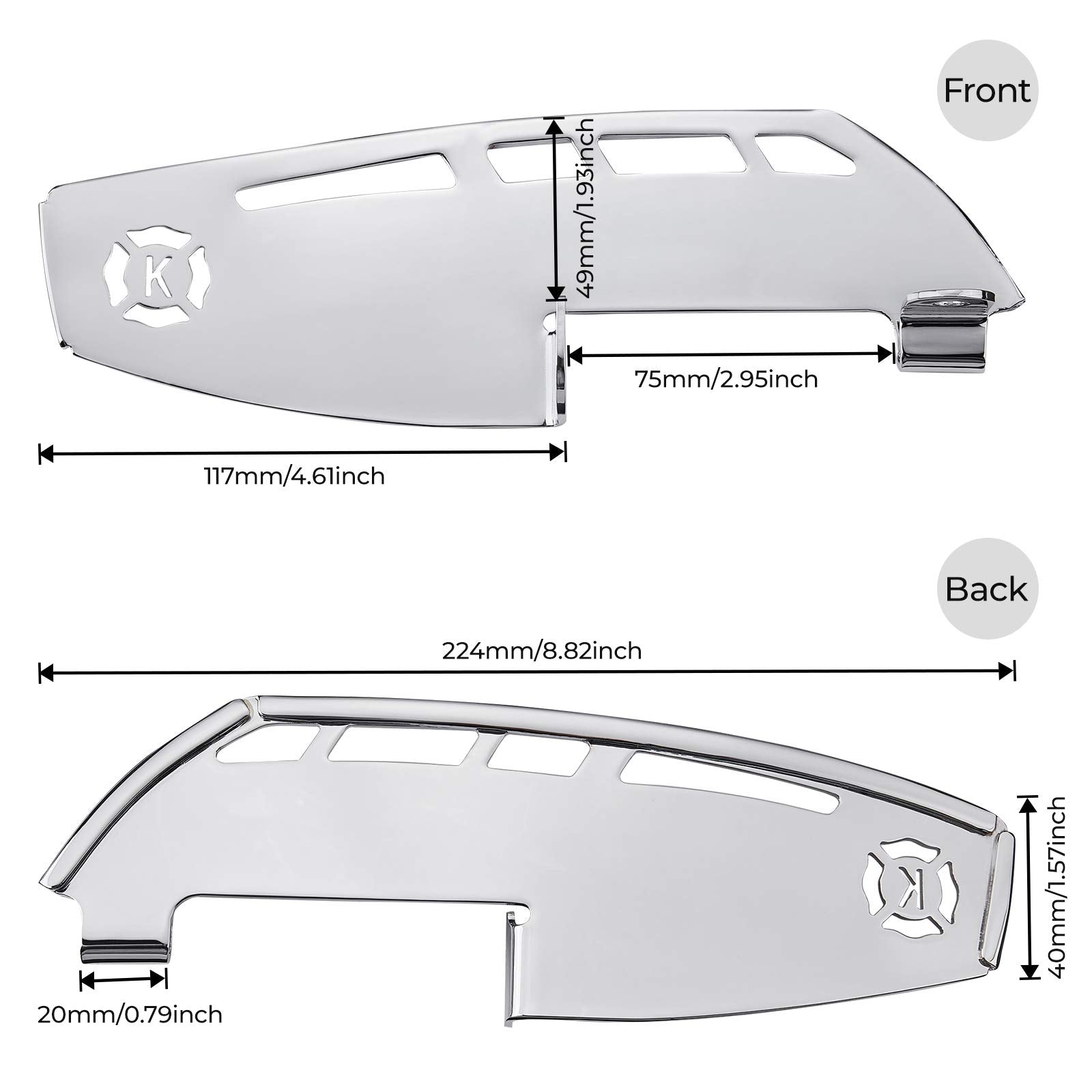 Motorcycle Rider Footboard Heel Guard, Chrome - Kemimoto