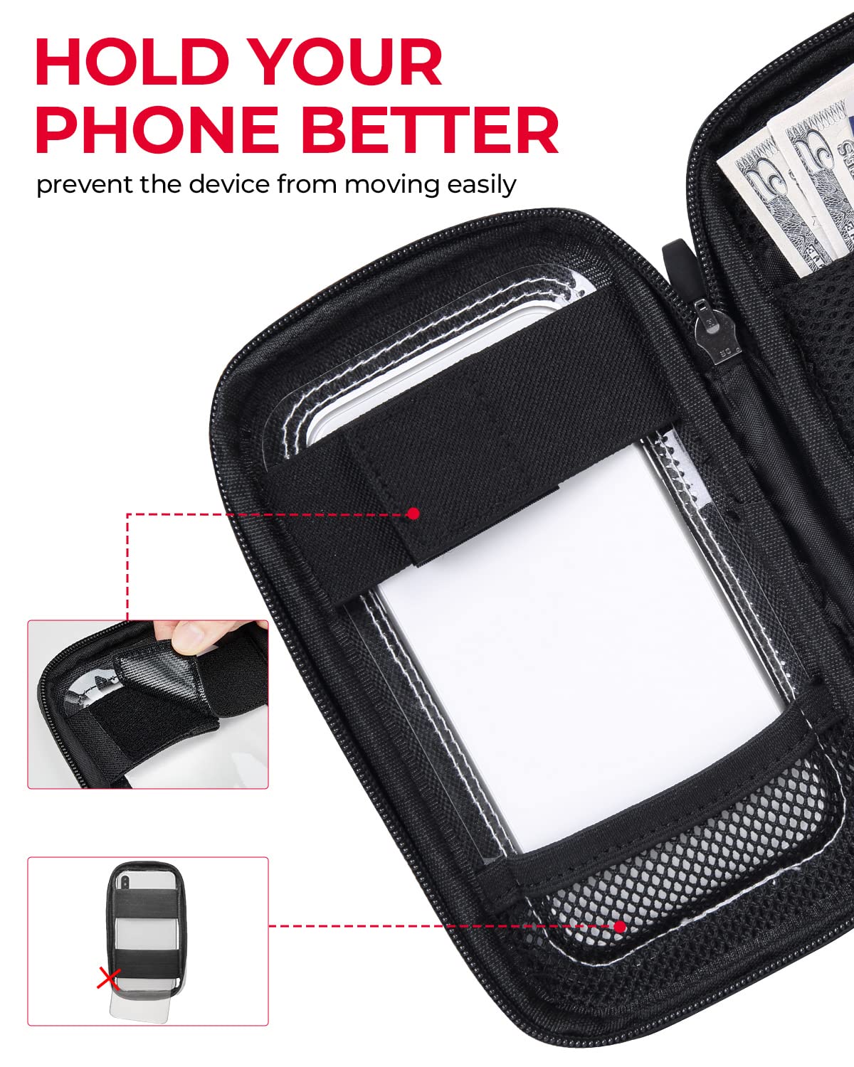 Motorcycle Magnetic Tank Bag, with 8 Strong Magnets Touch Screen for Cell phone up to 6.3 Inch - Kemimoto