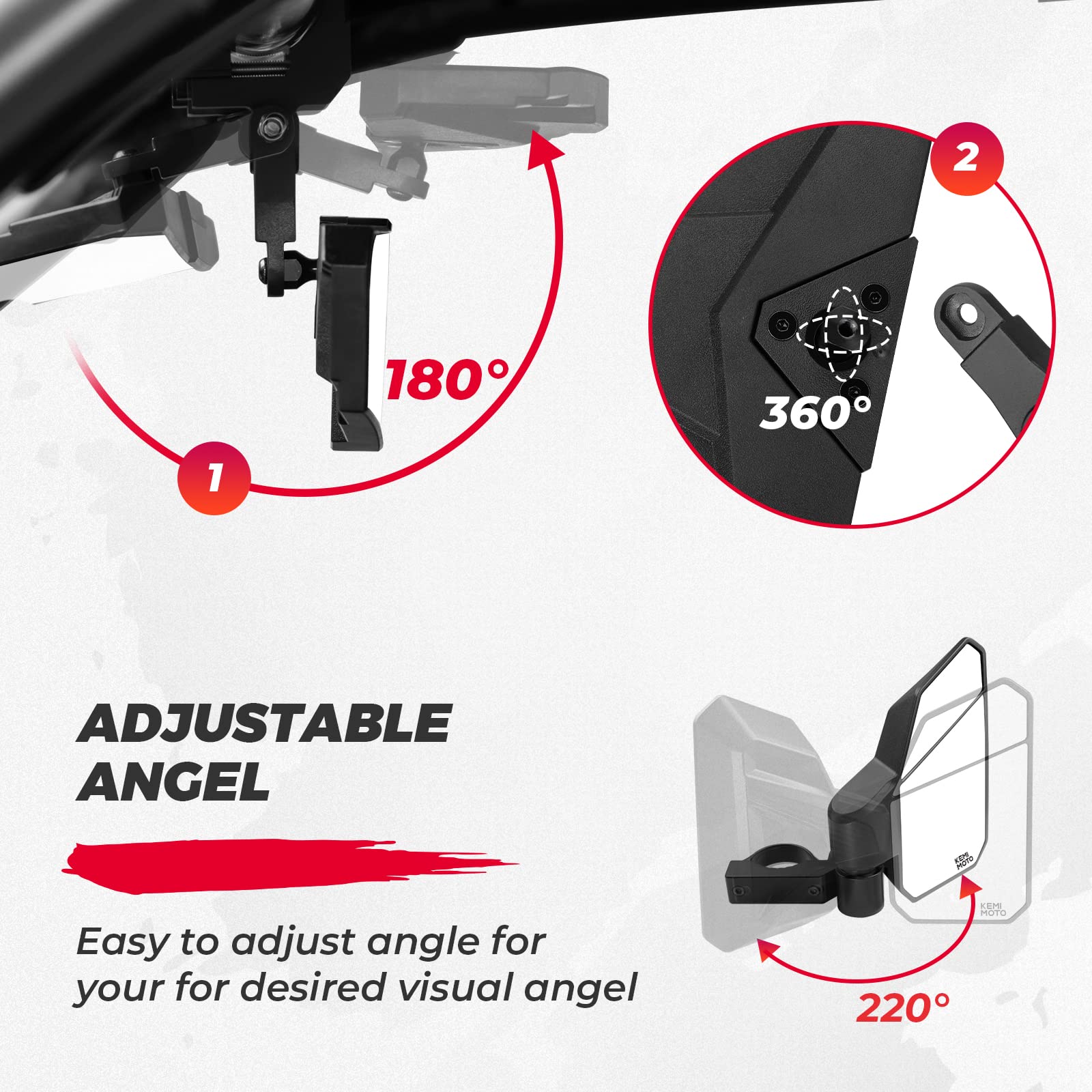 UTV Side Mirrors and Center Mirror for 1.6