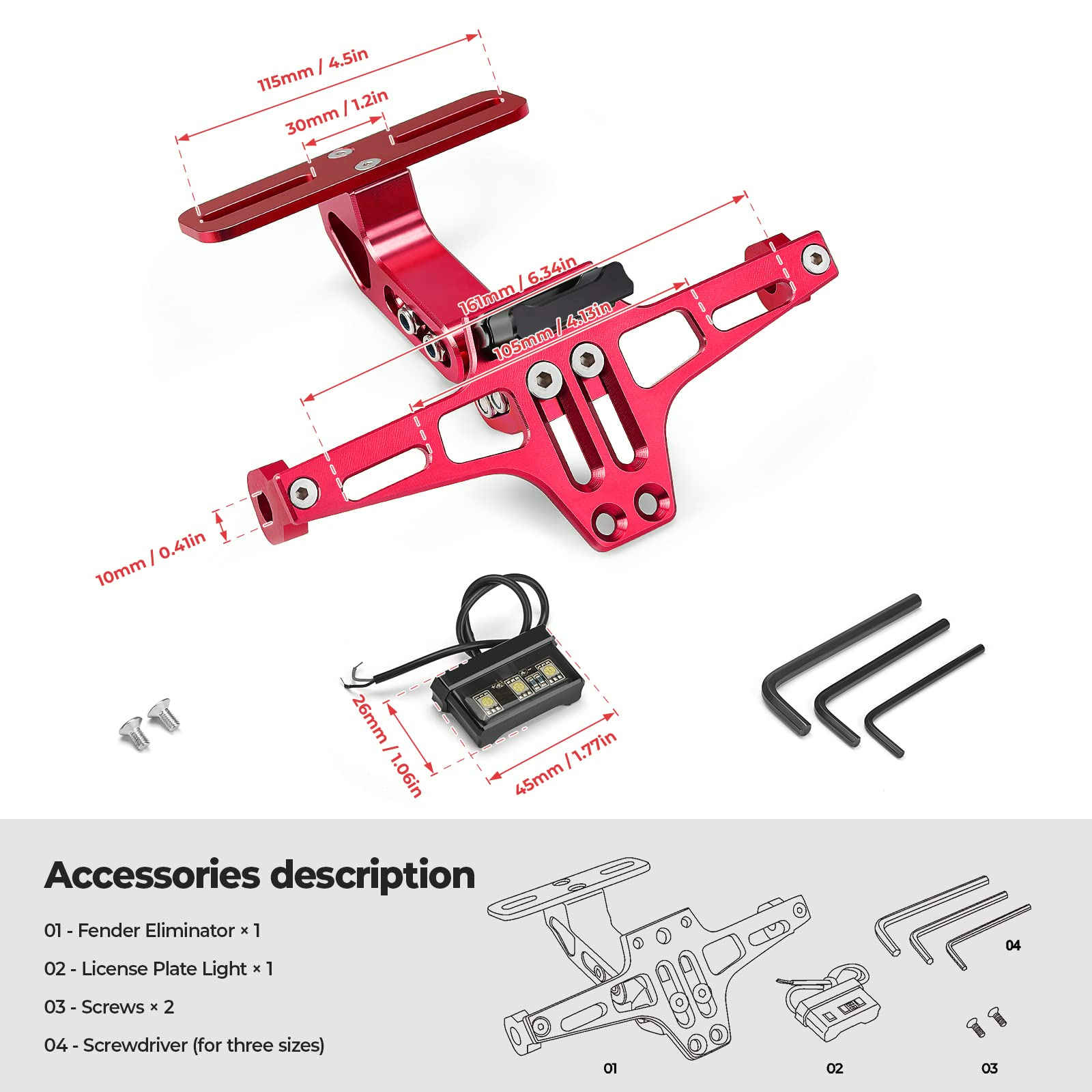 Motorcycle Universal Fender Eliminator License Plate Bracket - Kemimoto