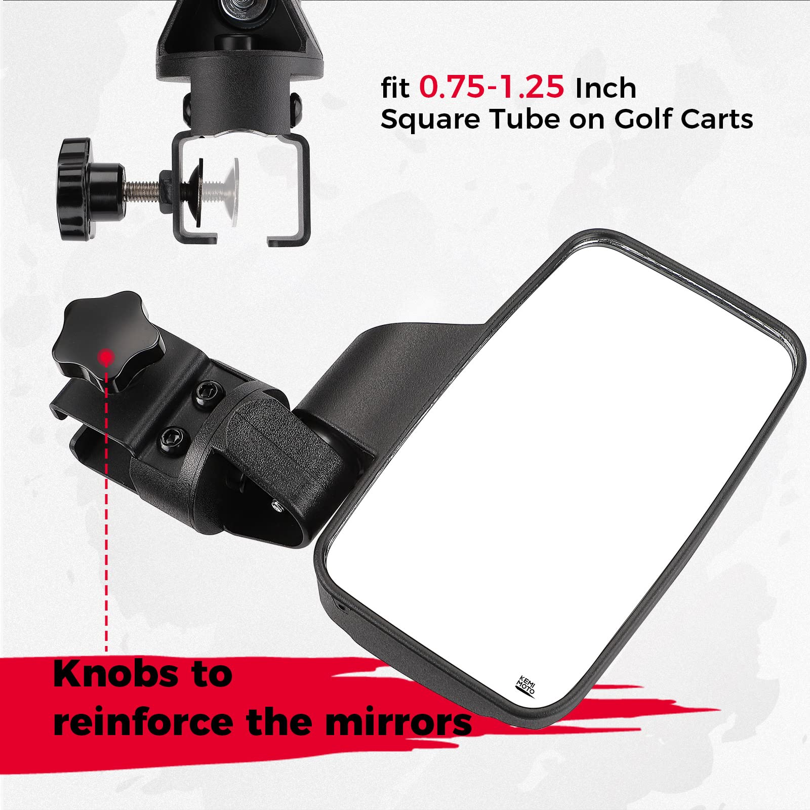 No-Drilling Required Golf Cart Side Mirrors for 0.75