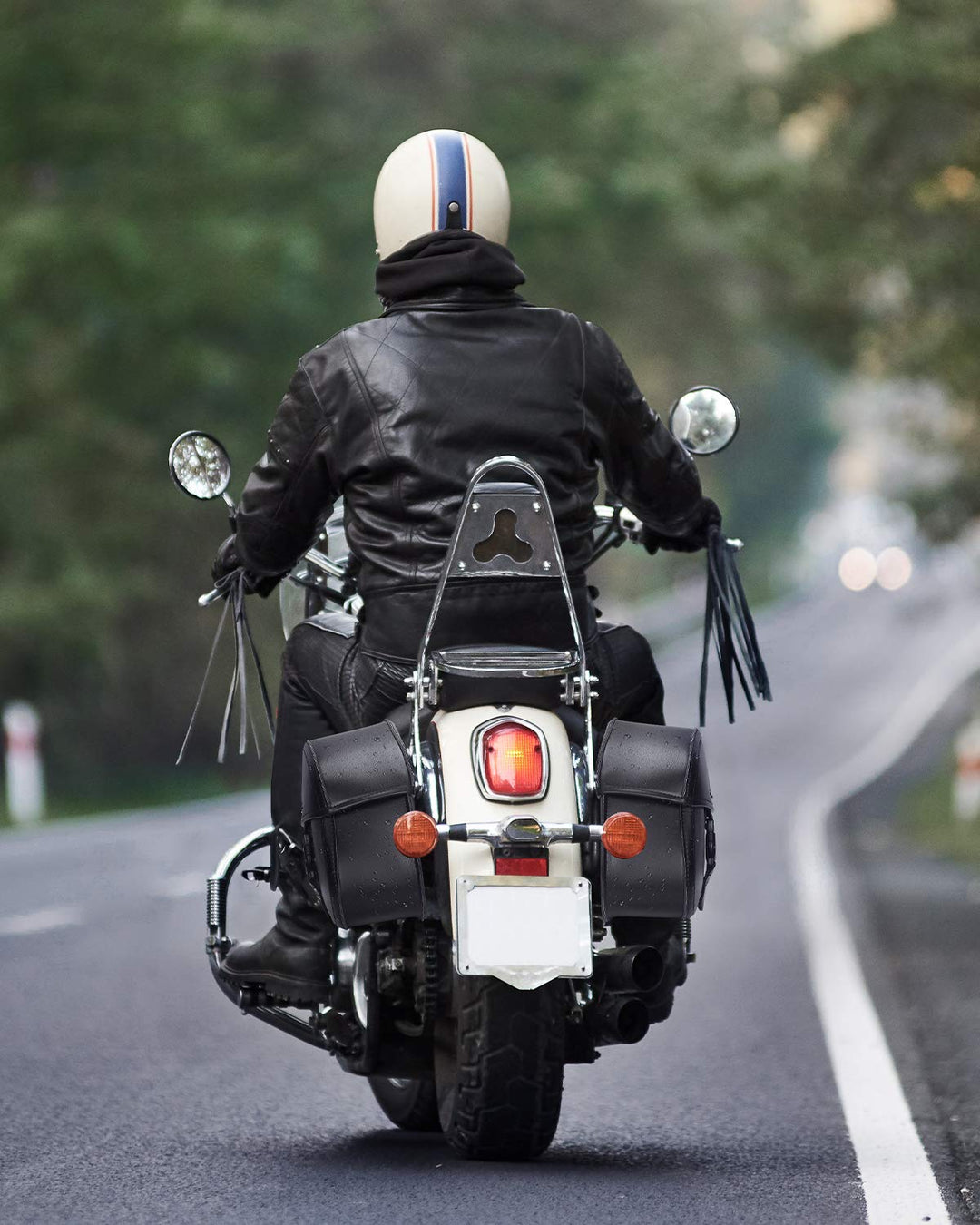 24L PU Leather Motorcycle Saddlebags - Kemimoto