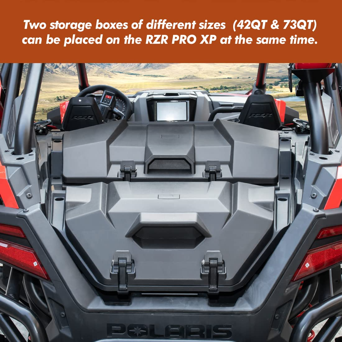 Cargo Box, 73 QT Rear Storage Bed Box Fit Polaris RZR PRO XP / 4 (2020-2023) - Kemimoto